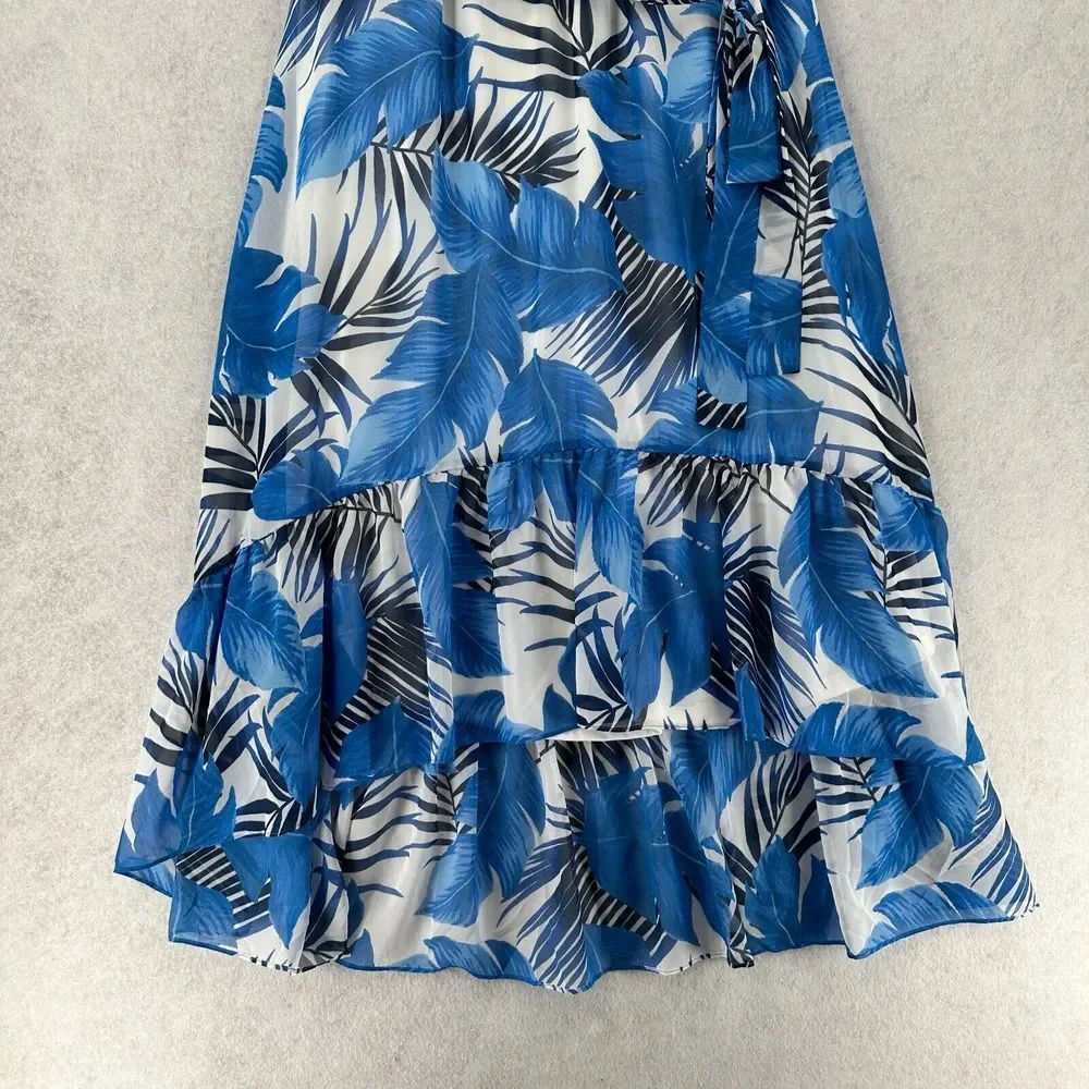 NWT Lane Bryant Maxi Dress Size 14 Floral Sleeveless Long Flowy Blue‎ Tropical - Picture 4 of 12